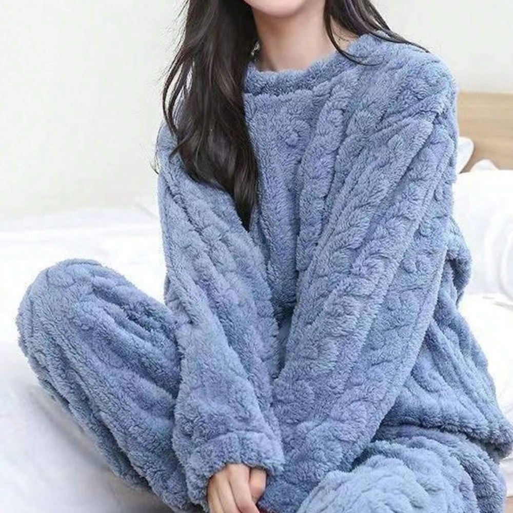 Cozy Teddy Long Sleeve Top Pants Pajamas Set - Picture 6 of 11